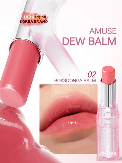 AMUSE 02 Yuzu Dew Lip Balm, Moisturizing, Lightweight & Natural Texture, High Gloss, Gentle & Easy To Use, Suitable For Daily Use. Yuzu Dew, Cherry Dew, Rose Dew, Korean Cosmetics, Korean Makeup, Gift Set, 3.2g/0.11oz