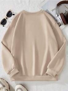 Felpa girocollo a maniche lunghe per ragazze pre-adolescenti/bambine, design minimalista a cuore, vestibilità casual e ampia, top a maniche lunghe versatile - Albicocca - Visualizzare 2