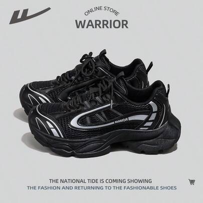 WARRIOR 1 Pair Women's Lace-Up Front Breathable Comfortable Thick Sole Low-Top Chunky Sneakers, Lightweight Outdoor Sports Casual Shoes