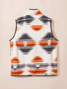 Astylish 女士西部几何图案时尚无袖毛绒背心外套，带口袋，休闲百搭 - 彩色 - 查看 5