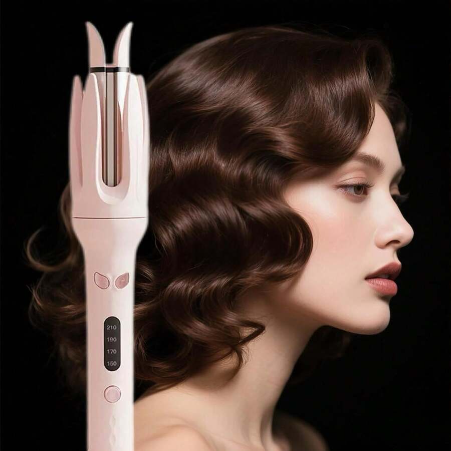 XBJ One-Touch Instant Heating Curling Iron, Automatic Curling Wand, 2-Way Rotating Auto Hair Curler, 32mm Automatic Curler (4 Temperature Settings), Fast Heating, Auto-Off Function, Anti-Scald & Ceramic Coating Rotating Wand, 360° Swivel Cord, Easy Quick Curling For Beginners - Perfect For Hair Styling, Makeup Looks, Beach Waves, Y2K Aesthetic, Smooth Curls, Salon-Quality, Travel, Camping, Campus Style, Cosplay, Gifts, Daily Fashion, Party Looks, Festival Outfits - 美規A型插(110-127V) - 查看 1