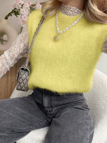 Women Knitted Sleeveless Top,Simple & Fashionable Casual EverydayWear,Christmas New Year - Yellow - View 11
