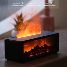 Fireplace Aroma Diffuser, Household Essential Oil Air Purifier, Cold Mist Humidifier, USB Flame Aroma Diffuser,Black / White - 黑色 - 查看 6