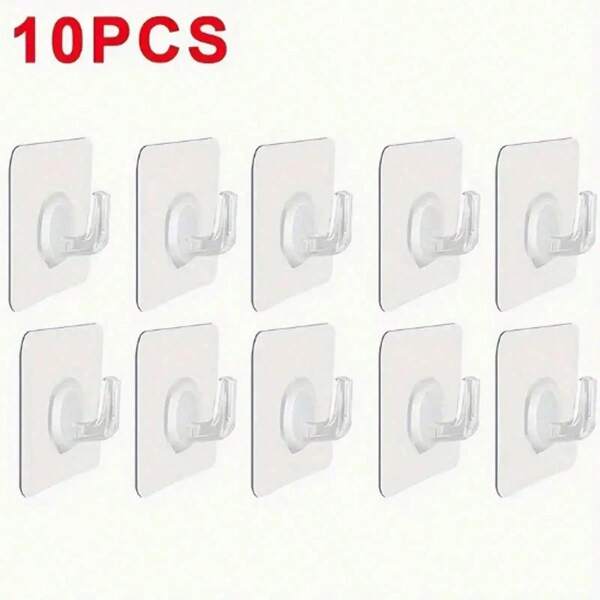 10/5 pièces Porte-manteau mural transparent, crochets auto-adhésifs à haute capacité de charge pour la cuisine, la salle de bain, porte-serviettes pratiques, crochets adhésifs, porte-manteau mural, décoration murale de chambre à coucher, porte-manteaux, crochets, porte-manteau, retour à l'école, étagères, organisation et stockage, porte-clés mural, porte-clés, crochet autocollant, porte-manteau de porte, décoration de chambre, accessoires de cuisine