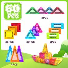 Bloques de construcción magnéticos de tamaño mini, juego de construcción magnética de 60/100/130 piezas, bloques magnéticos, juguetes de apilamiento 3D STEM, juguetes con imanes y juguetes de construcción con imanes para niños y niñas de 3+ años - Multicolor - Ver 11