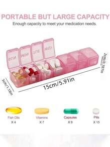 Organizer settimanale per pillole 2 volte al giorno, Porta pillole da viaggio 7 giorni, Contenitore per pillole AM PM due volte al giorno, Organizzatori portatili giornalieri per medicinali, vitamine, olio di pesce, integratori