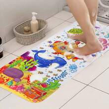 1pc 40 X 16 Inch Bath Mat, Bathtub Mat Non Slip, Cartoon Bath Tub Shower Mat Anti Slip With Drain Holes And Suction Cups Machine Washable - Multicolor - View 4