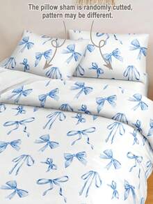 3件蓝色水彩公主可爱淑女蝴蝶结数码印花羽绒被套套装(1个羽绒被套+2个枕套,无填充物),柔软亲肤涤纶纤维,适用于卧室、宿舍、所有季节 - 彩色 - 查看 6