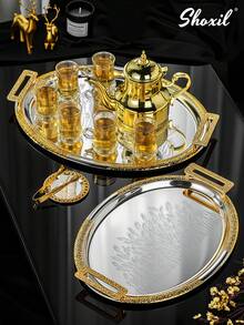 shoxil 1/3 dużej tacki z odpinanymi uchwytami, taca do serwowania, talerz obiadowy, taca do przechowywania, taca dekoracyjna, odpowiednia do domu, na kemping, na spotkania