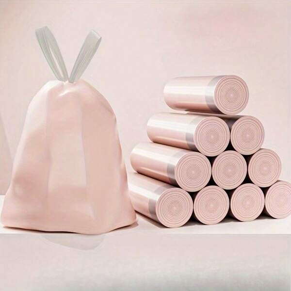 100pcs Pink Drawstring Trash Bags, Cute Durable Thick Garbage Bags Suitable For Living Room, Dining Room, Bedroom, Bathroom, Kitchen, Office, Yard, Dorm