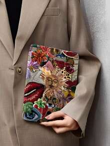 Abstract Sun God, Cherry, And Ocean Elements Pattern IPad Protective Case With Pencil Slot, Stand Up Folding Design Compatible With IPad Mini 6/9.7/10.2/10.5/Air 4/Air 5/10th/10.9/Pro 11 Inch/Air 11(M2)/Pro 11(M4) 2024 And GalaxyTab S6LITE 10.4/A7 LITE/A8/A9+/S7/S8/S9/S9FE/S10/S7+ 12.4/S8+ 12.4/S9+ 12.4/S9FE+ 12.4 Transparent Bottom Case TPU PU Material Tri-Fold Flip Leather Case With Pen Slot, Stand Up - 彩色 - 查看 1