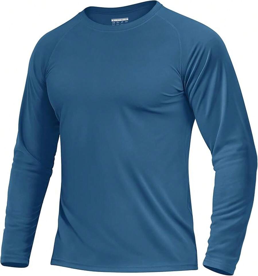 Boladeci Men's UPF 50 Sun Protection UV SPF Shirts Long Sleeve Lightweight Quick Dry Swim T-Shirts Rash Guard - Blue Grey - View 1