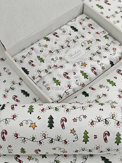 5/10/20/40pcs Christmas Light Pattern Thin Paper, Christmas Tree, Candy, Stars -20 Inches X 14 Inches , Handmade Packaging Paper, Easy To Protect Items, Gift Box Filling, Party Decoration - Christmas Style Design, Durable Packaging, Holiday Packaging, Holiday Decoration