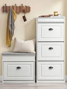 SoBuy 3 Flip-Drawers Shoe Cabinet Shoe Rack Shoe Storage Cupboard Organizer Blue W53 X D24 X H118cm FSR94-B - Black and White - View 3