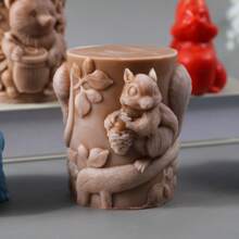 قالب سيليكون أسطواني ثلاثي الأبعاد بشكل سنجاب جميل، قالب مواد صناعية بتصميم غير متماثل بموضوع حيوان، مستخدم لصناعة شموع العطور، الصابون، الشمع، الراتنج، الحلوى المزينة - مناسب جدًا لديكور المنزل، المدفأة، الغرفة، غرفة المعيشة، الديكور المركزي، المكتب، عيد الفصح، الحب، عيد الحب، هدايا عيد الميلاد