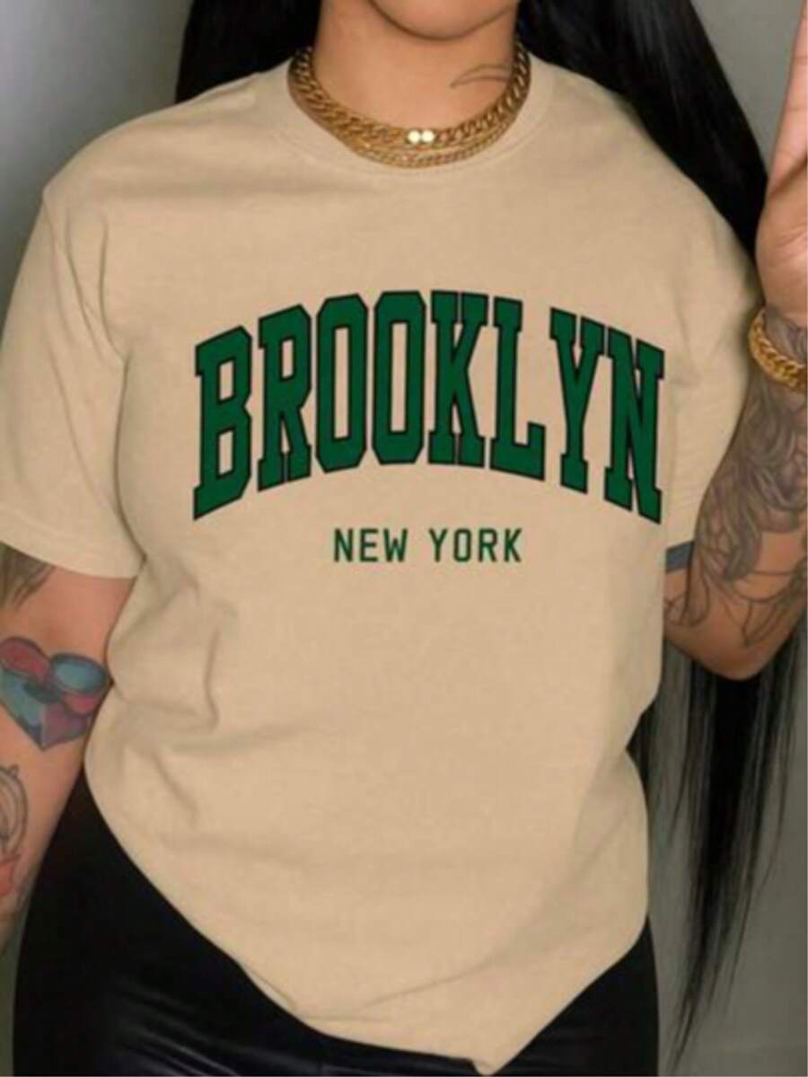 女士T恤 - 卡其色 - 查看 1