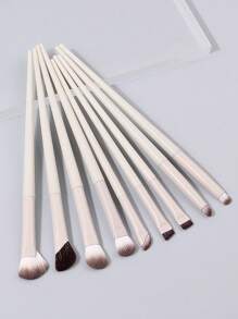 9件套眼部化妆刷套装，包括斜角眼线刷、细节刷、晕染刷、遮瑕刷 - 米色 - 查看 8