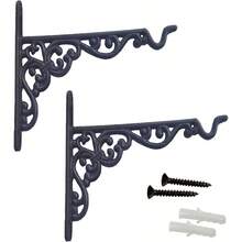 YMAISS 2 Packs Cast Iron Plant Hangers Outdoor HooksHanging Plant Bracket Heavy Duty Garden Planter Hooks Decorations Wall Mount For Flower Basket Lantern Bird Feeder Rustic Black