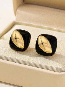 1pair European And American Asymmetrical Geometric Shape Oil Drop Stud Earrings - Geometric Earrings - View 13