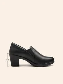 Women's Chunky Low Block Heel Pumps Comfort Oxfords Shoes Casual Loafers - 黑色 - 查看 6