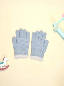 1 Par / 2 Pares de Guantes de Invierno Acolchados para Niños, Guantes de Punto Cálidos y a Prueba de Frío de Dedo Completo para Niños y Niños, Adecuados para Exteriores y Esquí, Apropiados para Niños de 3 a 12 Años - Peluche de color sólido - Ver 14