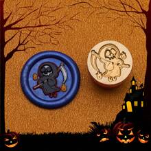 Série mignonne de sorcière et de squelette pour Halloween 15 mm Mini Cachet de cire - Parfait pour les lettres d'amour, les invitations, les cartes de fête, les journaux, le scrapbooking, les bricolages