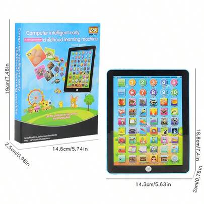 1pc Kids Mini Tablet Learning Machine - English Early Education Touch Reader, Children's Birthday Gift Toy! Teaches Alphabet, Numbers, Words, Music, Math, Early Development Interactive Toy, Random Battery Cover Color