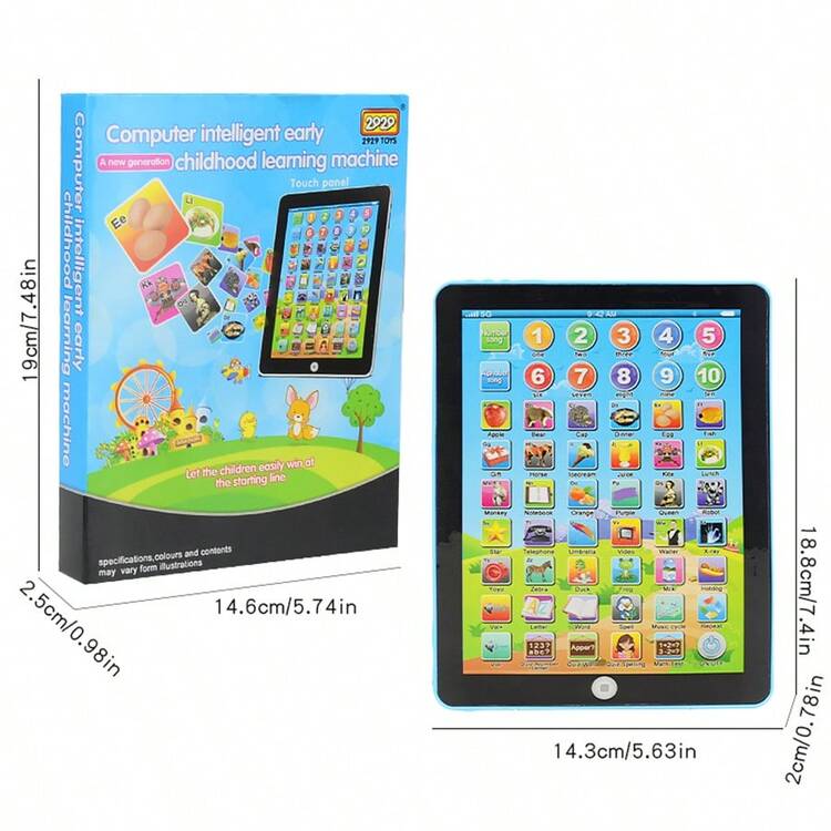 1pc Kids Mini Tablet Learning Machine - English Early Education Touch Reader, Children's Birthday Gift Toy! Teaches Alphabet, Numbers, Words, Music, Math, Early Development Interactive Toy, Random Battery Cover Color - Multicolor - View 8