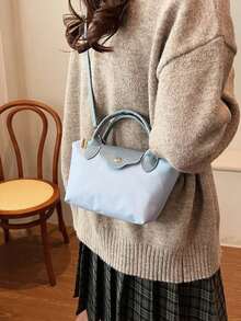 Túi xách nữ mới bằng nylon Dandelion màu trơn, túi đeo vai, túi đeo chéo - Màu xanh nhạt - Xem 7