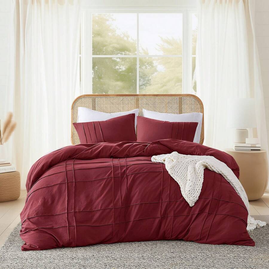 2/3 Pieces Bedding Comforter Set,Cozy Premium All Season Home Textile Fits Modern Bedroom Décor, Only 2-Pcs-Set For Twin-Twin XL Size,Christmas New Year Holiday Gifts - 紅色 - 查看 1