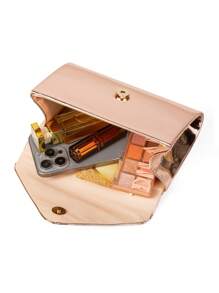 1pc Champagne Color Mirror Finish PU Women's Evening Bag, Smooth Mirror Surface Is The Perfect Fusion Of Elegance And Fashion, Can Be Handheld/Carried/Shoulder Bag/Crossbody, Suitable For Weddings/Parties/Galas/Formal Events