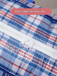 1 قطعة حقيبة منسوجة مربعات زرقاء سميكة، حقيبة فرز وتخزين مقاومة للغبار للملابس، حقيبة تخزين للغرفة الجامعية، حقيبة تخزين مربعات زرقاء للتخييم الخارجي، حقيبة تخزين للنقل، حقيبة فرز للمستودع، مصنوعة من قماش مقاوم للماء والغبار، قوي ومتين، مناسب لتخزين البطانيات والملابس والألعاب وأصناف المستودع المختلفة'