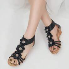 Womens: Comfortable Dressy Wedges Sandal With Zipper Summer Gladiator Open Toe