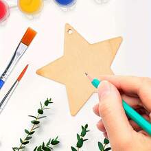 25/50pcs Blank Wooden Star Shapes For DIY Crafts - Smooth, Durable Ornaments With 10M String, Great For Home & Party Decor, Gift Tags - Apricot - View 5