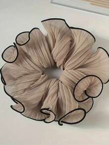 1/4个流苏设计布艺发圈 - 时尚纯色雪纺发圈，时尚褶皱发圈，适合女士发型，多功能日常发饰，青少年及成人弹力发圈套装，发圈，可用于沐浴、化妆、洗脸、扎马尾辫等场合。