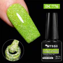 Mtssii 7ml Champagne Gold Sliver Reflective Nail Gel Polish Sparkling Shining Glitter Pink Red Color Nail Supplies Semi Permanent Soak Off UV Gel Varnish Sparkle Effect Nail Art Manicure - 彩色 - 查看 1