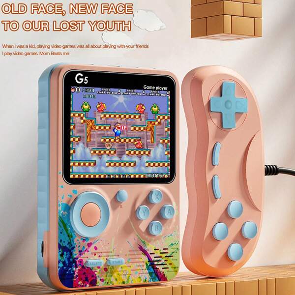 Byteuni 500 In 1 Retro Handheld Gaming Console With 1020 MAh Battery 2.4 Inch Big Screen Portable Retro Handheld Game Console With 500 Classical FC Games And Controllers Plug And Play Support For TV 1pc - 1Player/2Player