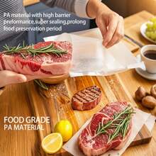 2 Rolls Of The Same Combination Of 5 Meters Vacuum Sealing Bags, Reusable, Textured Vacuum Packaging Bags, Sealed Food Deli Freshness Bags For Chicken, Duck Fruits And Vegetables, Kitchen Supplies - White - View 4