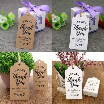100Pcs/Pack Thank You For Your Tags And Ropes, Party And Holiday Decoration Kraft Paper, Gift Tag Tags, DIY Handmade Thank-You Tags, Holiday Gift Tag Tags, Party And Wedding Decoration, Blank Tags, Holiday Party Decoration, Christmas Gift Tag Tags