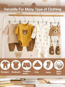 10 Stücke/Set Baby Kleiderbügel - 360° drehbare Silikonclips Kinderhosen/Hosen Bügel, platzsparender Kleiderorganizer für Babys, hochwertige Edelstahl, geeignet für Neugeborene und Kinder, Farbe zufällig - Verschiedenfarbig - Übersicht 6