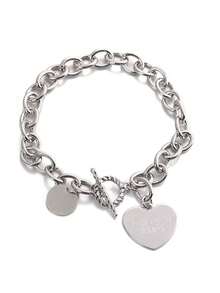 1件心形合金手链，配个性化字母吊坠，设计优雅 - 銀色 - 查看 7