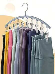 1 件儿童衣架，节省空间的弧形衣架，用于袜子和裤子 - 带 10 个夹子的壁橱整理器，裤子袜子衣架，适用于服装店，春季，简约，夏季上衣 - 彩色 - 查看 11