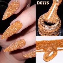 Mtssii 7ml Champagne Gold Sliver Reflective Nail Gel Polish Sparkling Shining Glitter Pink Red Color Nail Supplies Semi Permanent Soak Off UV Gel Varnish Sparkle Effect Nail Art Manicure - 彩色 - 查看 3
