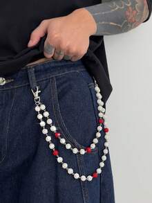 1pc Fashionable Elegant Minimalist Multi-Layer Crystal Chain Waist Chain, Men's Personalized Body Chain, For Pants Decoration, Daily Party Wear, Couples Jewelry, Holiday Gift