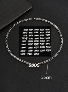 1pc Personalized Men's Stainless Steel Year Pendant Necklace, Suitable For Commemorative Purposes