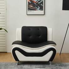 Leather Living Room Furniture Sets, Sectional Sofa Sets Modern Faux Leather Couch For Living Room Furniture Living Room Living Room Set Sectional Couch,Black & White-1pc Chair - Black & White-1pc chair - 查看 6