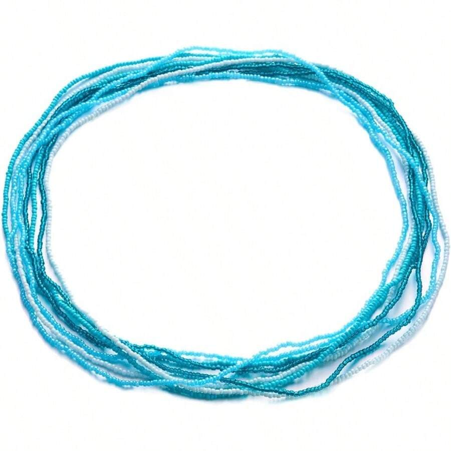 Boho Waist Beads Chains Set Colorful Summer African Belly Chain Elastic Waist Beads For Weight Loss Body Chains Bikini Beads Jewelry For Women - 藍色8件 - 查看 1