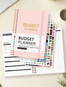 Sổ tay lập kế hoạch ngân sách hàng tháng, 112 trang, thiết kế đơn giản dành cho người bị ADHD, có chức năng theo dõi tiết kiệm và nợ, biểu đồ chi tiêu và các ngăn trong suốt, giúp tiết kiệm dễ dàng, đồ dùng văn phòng phẩm và học tập, quà tặng văn phòng phẩm cho nam và nữ. - Hồng - Xem 6