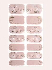 Crystal Marble Pattern 3D Nail Stickers With Diamond Decor, DIY Nail Art Accessory For Almond Nails