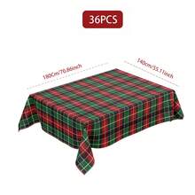 1/36 件圣诞红绿格子图案装饰数码印花桌布 - 矩形和圆形涤纶可洗桌布，适用于室内餐厅装饰、家庭聚会、礼物、节日派对、客厅、厨房、酒店宴会 - 格紋-紅綠 - 查看 14